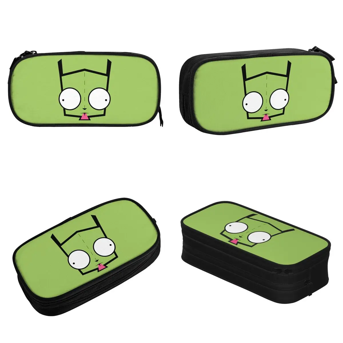 Invader Zim Gir Green Cute Pencil Cases Creative Pen Holder Bags Student Large Storage School Supplies Gift Pencil Pouch