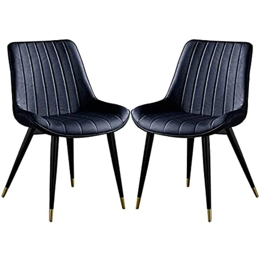

Dining Chair Kitchen Leather Thicken Dining Chairs Set of 2 Vintage Kitchen Chairs with Backrest Metal Legs Nordic Dining Chair
