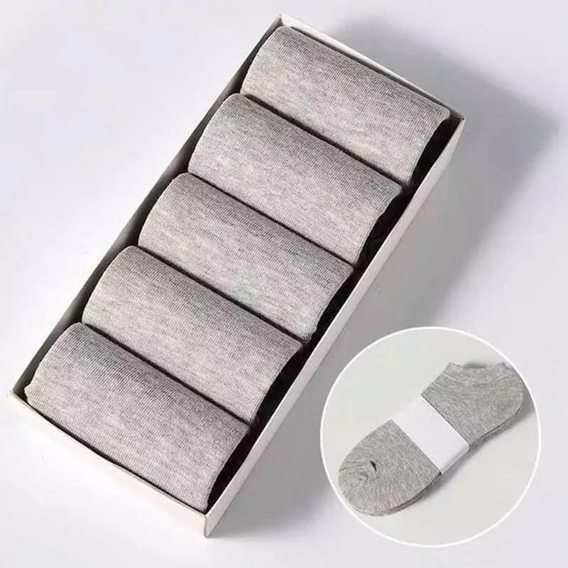 5 Pairs/Lot Low Cut Men Socks Solid Color White Gray Black Breathable Cotton Sports Socks Male Short Socks Women Men