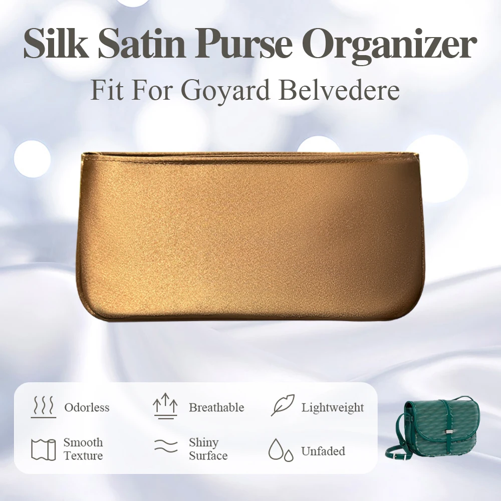 Silk Satin Purse Organizer Insert Fit for Goyard Belvedere Messenger Handbag Smooth Inner Liner Bag Cosmetics Inside Storage Bag