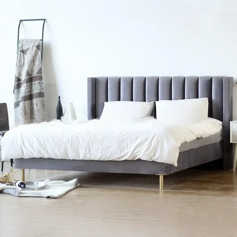Simple furniture Modern fabric soft bag bed Model room 1.8 meters Double bed Queen bed Master bedroom
