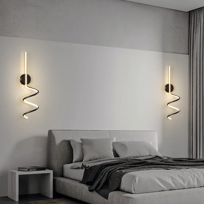 Simple Indoor Wall Lamp Wave Screw Wall Light  Bedroom Bedside Lamp Living Room Background Aisle Corridor Decorative Lighting