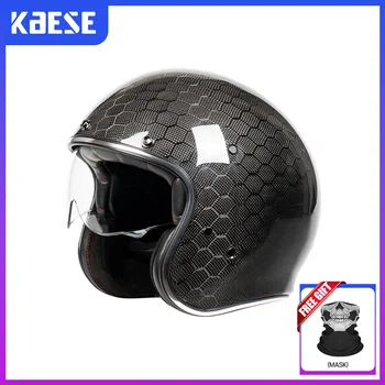 Unisex 3K 12K Carbon Fiber Open Face Helmet with Visor DOT Approved Motorcycle Helmet Cascos Para Motos Jet Helmet