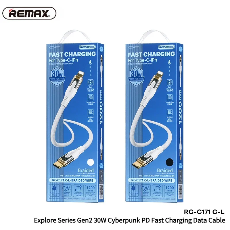 Remax RC-C171 Explore Series Gen2 30W Cyberpunk PD Fast Charging Data Cable Fast Charging Cable Cord For Xiaomi iphone 15pro max