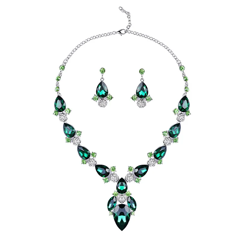 Foreign trade special alloy electroplating new exaggerated temperament necklace earrings two-piece set retro cross mirror