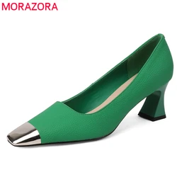 MORAZORA Size 34-42 New High Quality Genuine Leather Shoes Women Pumps High Heels Spring Summer Ladies Party Wedding Shoes