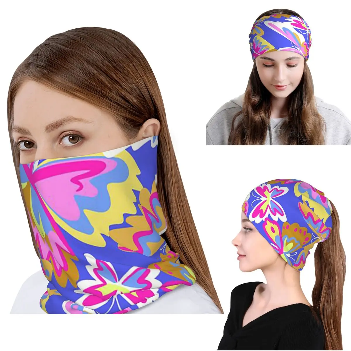 

Colorful Butterfly Bandana Neck Gaiter Wrap Scarf Multi-use Cycling Scarf Beanies Hat Unisex Adult Winter