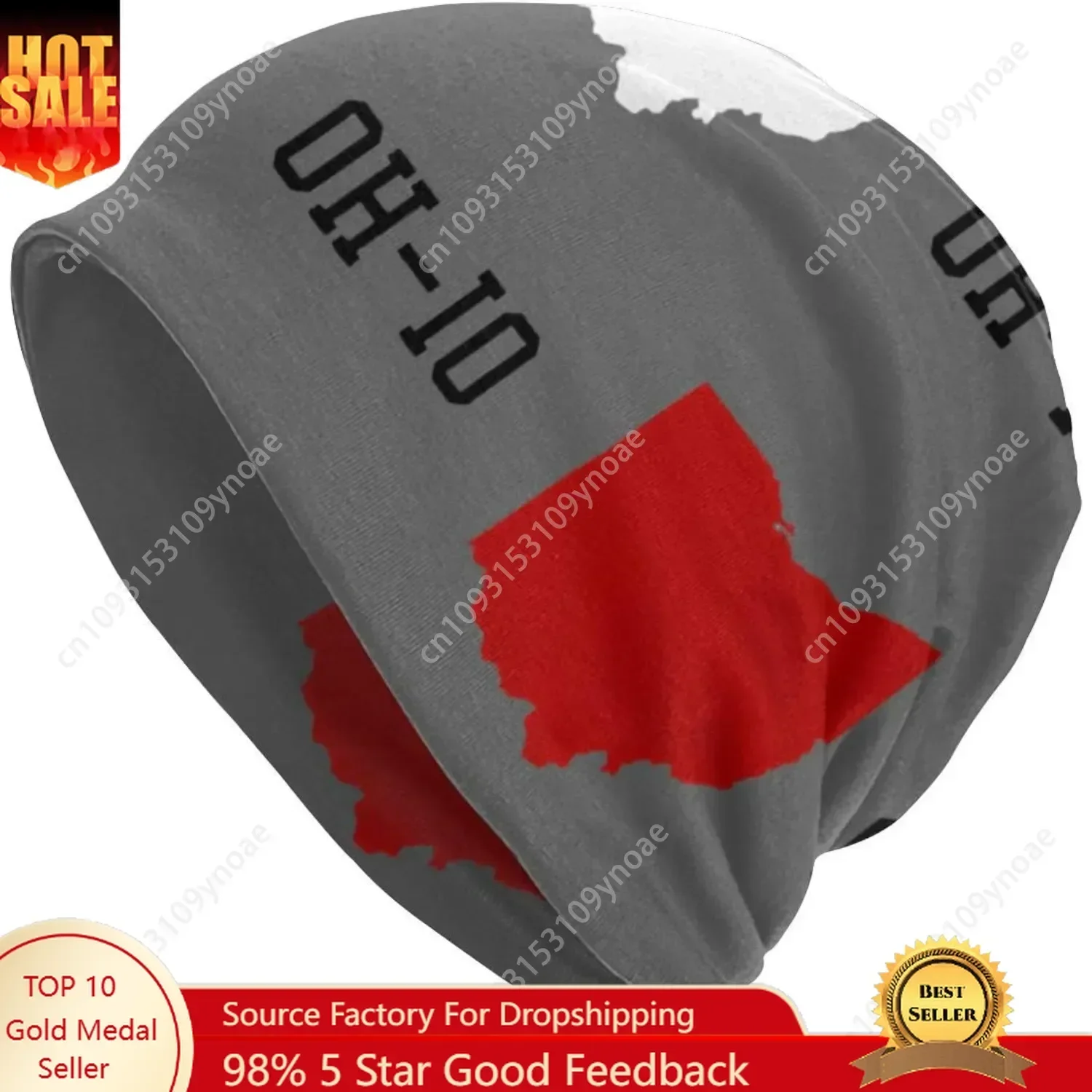 

Oh Io State Flag Slouchy Beanie Hats Skull Cap Gray Lightweight Knit Warm Hats Ski Cap Unisex All Season Soft Comfortable