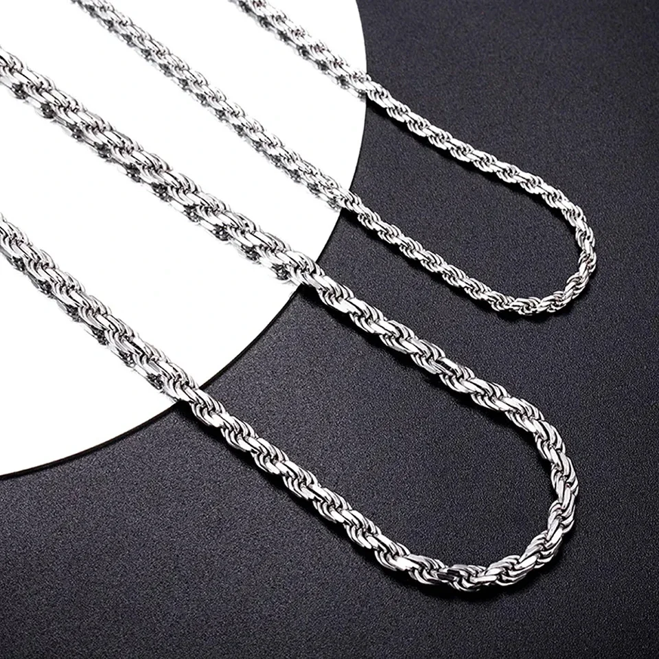 ALIZERO 925 Sterling Silber 4 MM Seil Kette Halsketten Für Frauen Männer Mode Hip Hop Party Punk Halskette Schmuck Großhandel – Detail 10