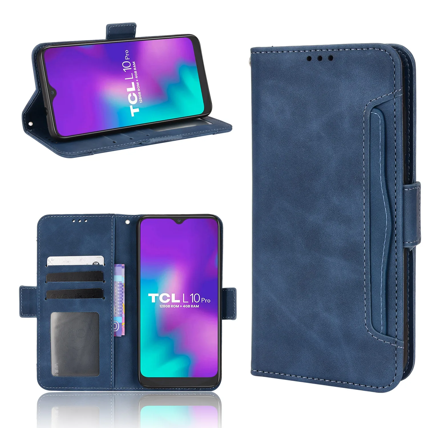 Flip Leder Magnetische Anziehung Brieftasche Schutzhülle für TCL L10 Pro 6,22 Zoll Viele Kartensteckplätze Fallprävention Handyhülle