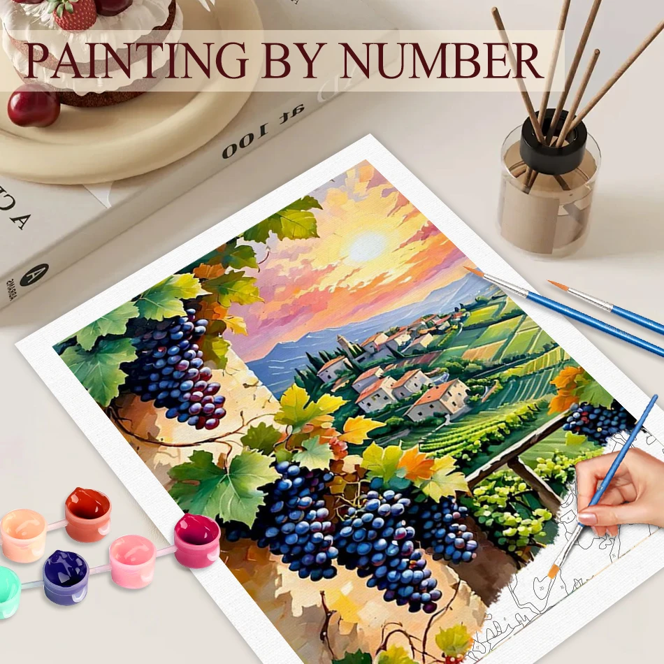 

GATYZTORY Orchard Painting By Numbers Painting Decor Drawing Kit Landscape Modern Handicraft Art Crafts DIY Kits for Beginners