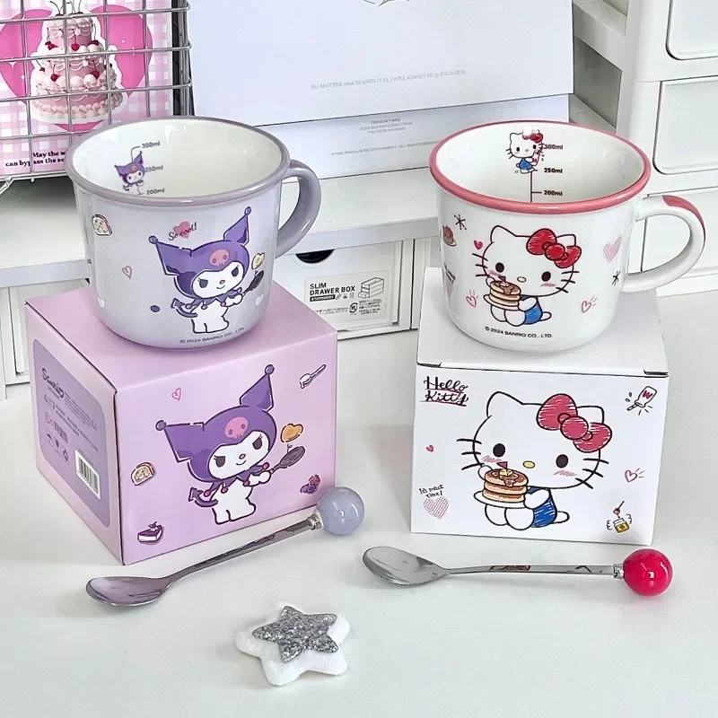 Sanrio Hello Kitty Kuromi My melody cartoon boy and girl high-looking ceramic mug children's milk coffee cup couple home use