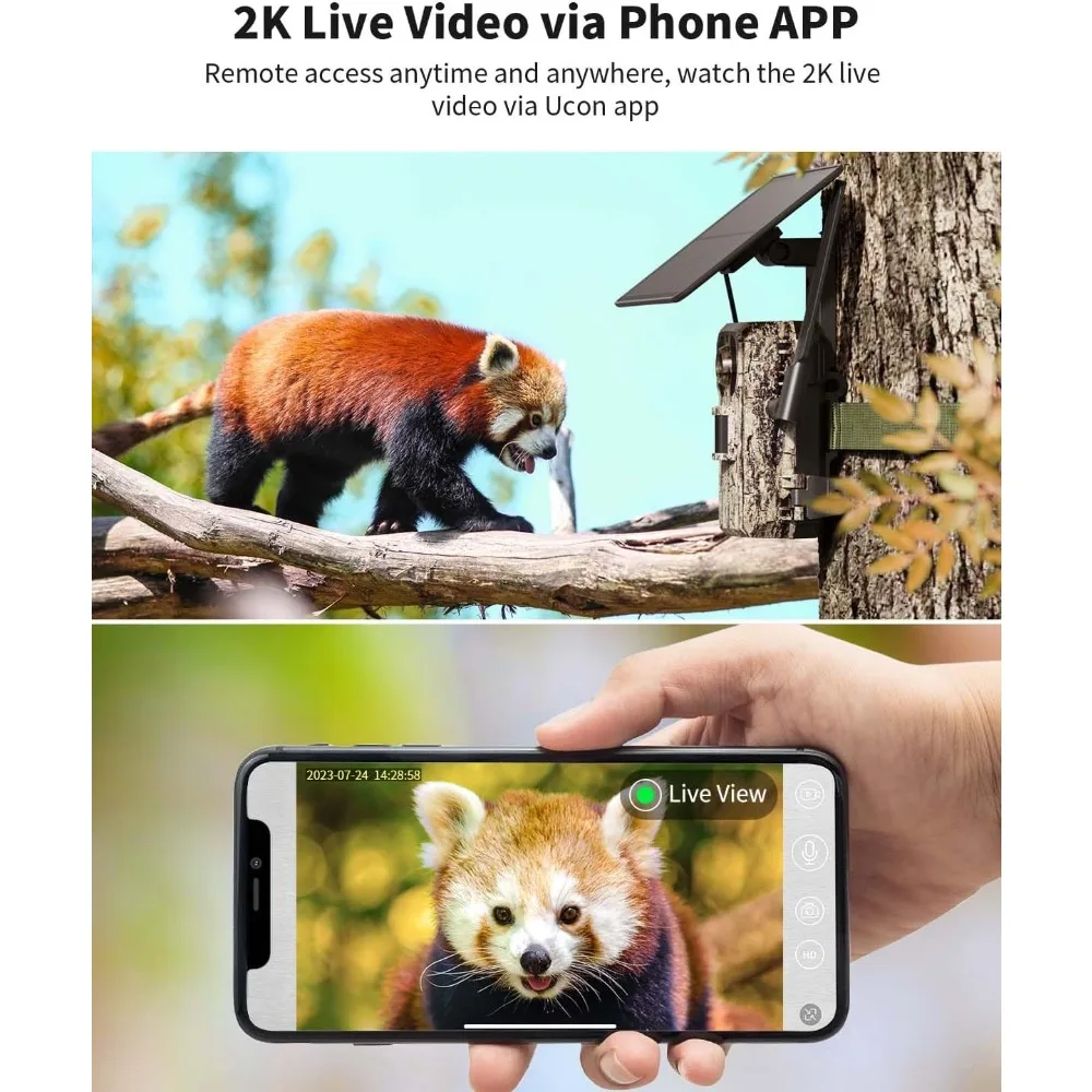 Cellular Trail Cameras 2 Pack,3rd Gen Solar Game Camera with Live-Streaming and Night Vision,0.2s Trigger Time&Remote Access