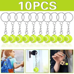 10Pcs Green Tennis Keychain Tennis Match Gifts Backpack Keychain Hawaiian Party Favors Gifts Mini Tennis Ball Keychains