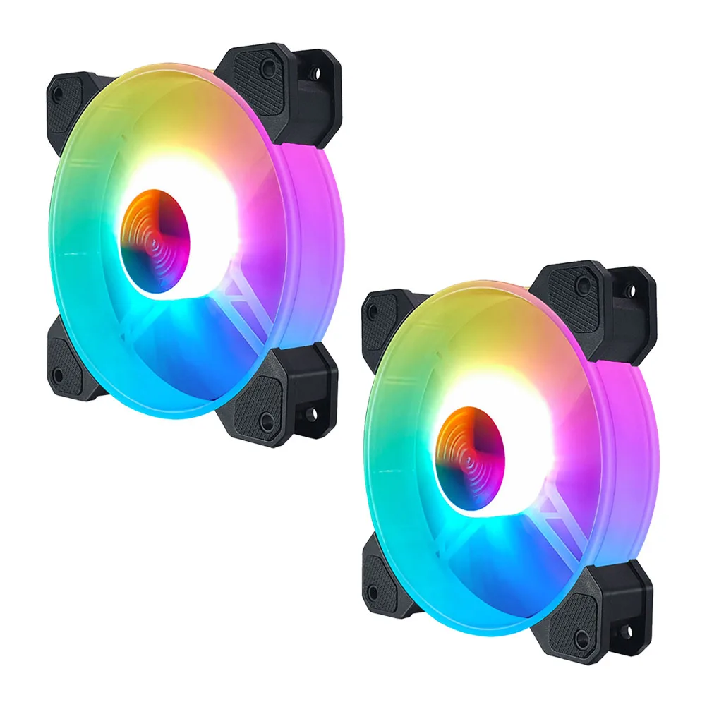 

2 Pcs Rgb Fan Silent Computer Cooling Fans Heat Sink 14CM Lighting Case Abs Desktop Coolers