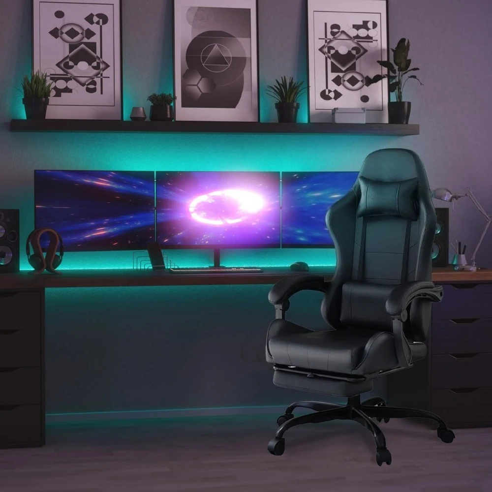 

Video Gaming Chair with Lumbar Support for Home Office High Back Recliner Height Adjustable Ergonomic Comfy Computer Desk Chair