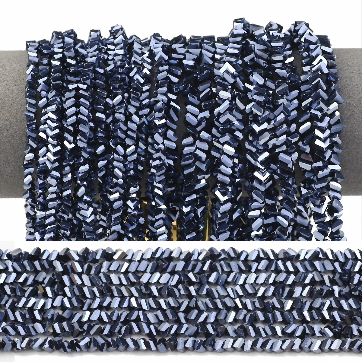 Black Beads Plating Triangular Austrian Crystal Loose Spacers For DIY Jewelry Making Charms Bracelet Necklace Accessories 4/6mm