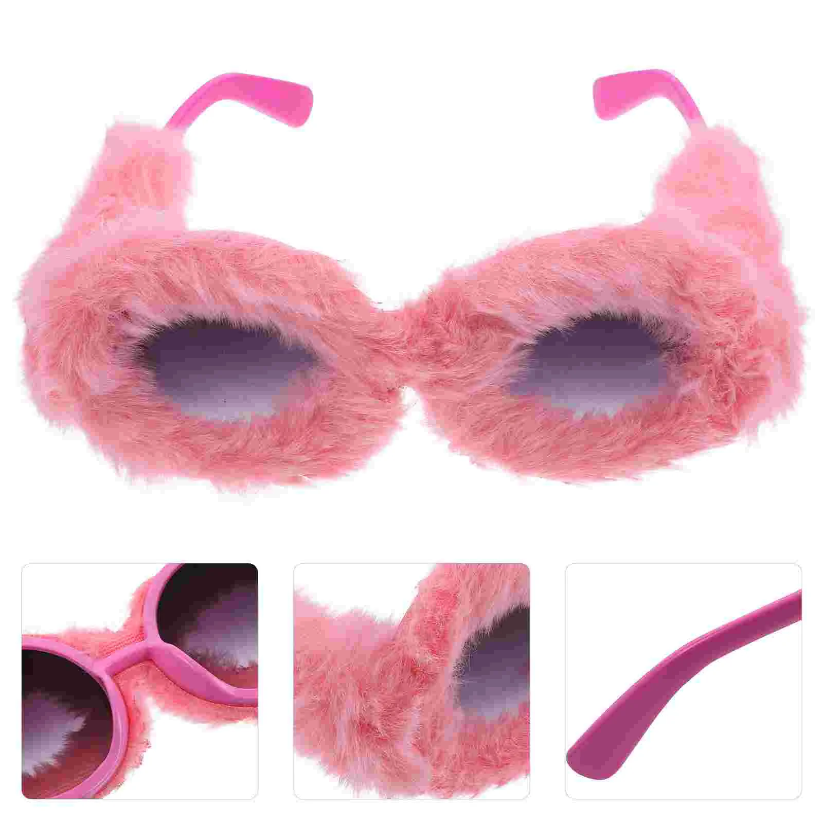 

Plush Sunglasses Round Frame UV Comfortable Fit Party Photo Props Crazy Novelty Lightweight Safe Smooth Edges Sturdy