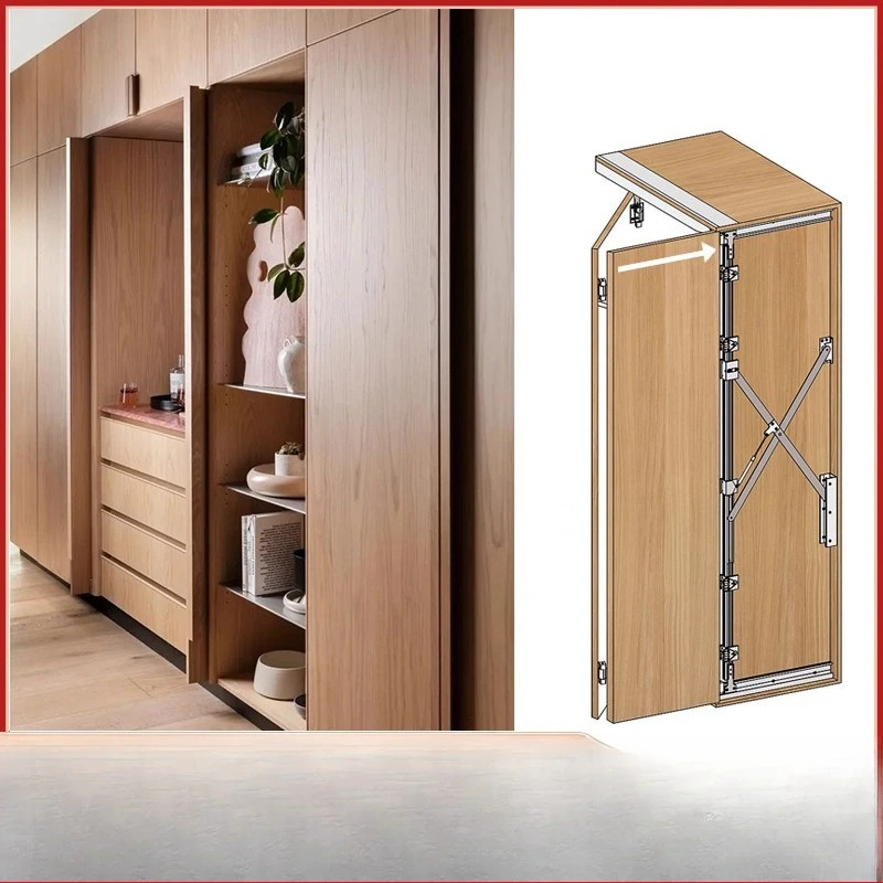 Three-fold butterfly door hardware accessories slide rail clothing cabinet bookcase side installation insert push-pull hidden s