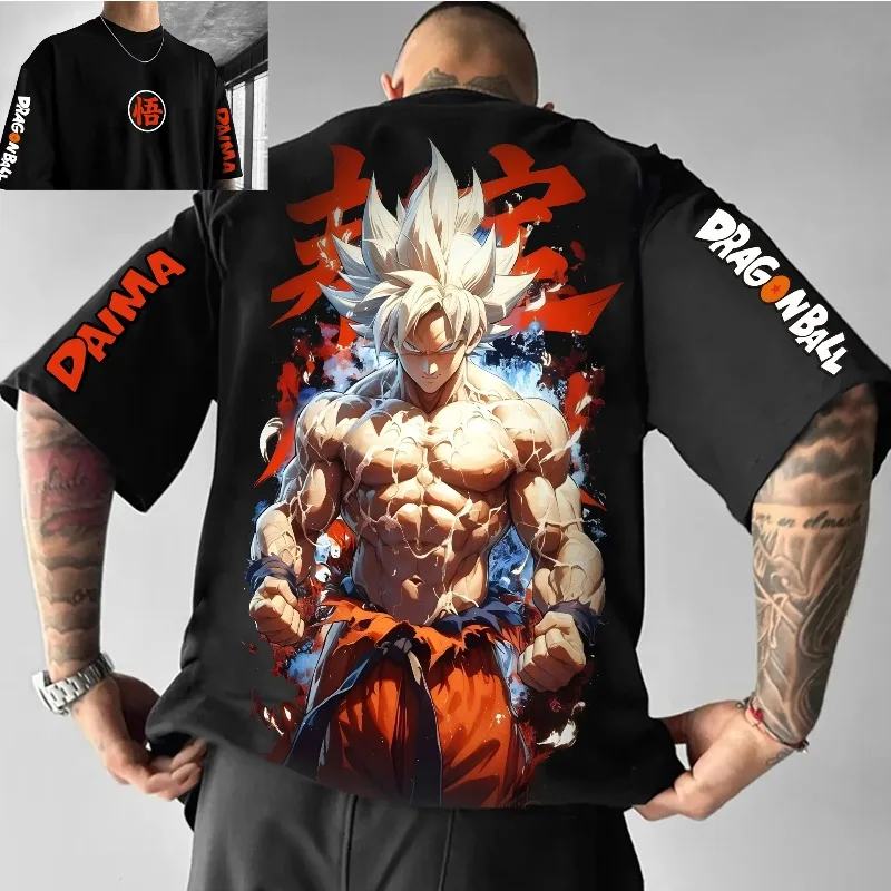 

Japanese Anime Dragon Ball Son Goku Graphics T-shirts Men's Oversized Clothing Harajuku Y2K Short Sleeve Pure Cotton Sportswear