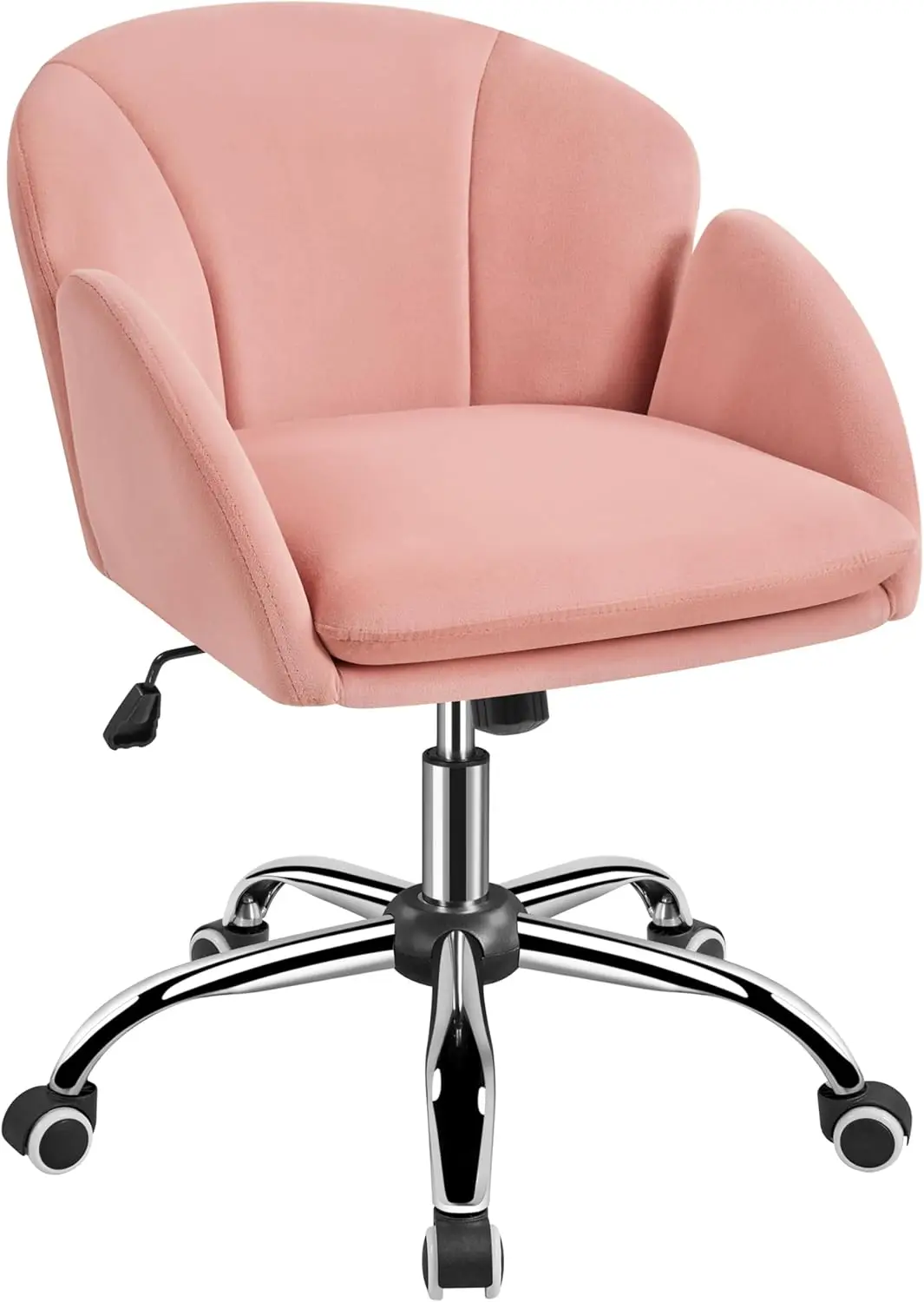 

Pink Velvet Swivel Desk Chair Comfy Rolling Office Chair for Women Home Office Bedroom Makeup Room Modern Adjustable