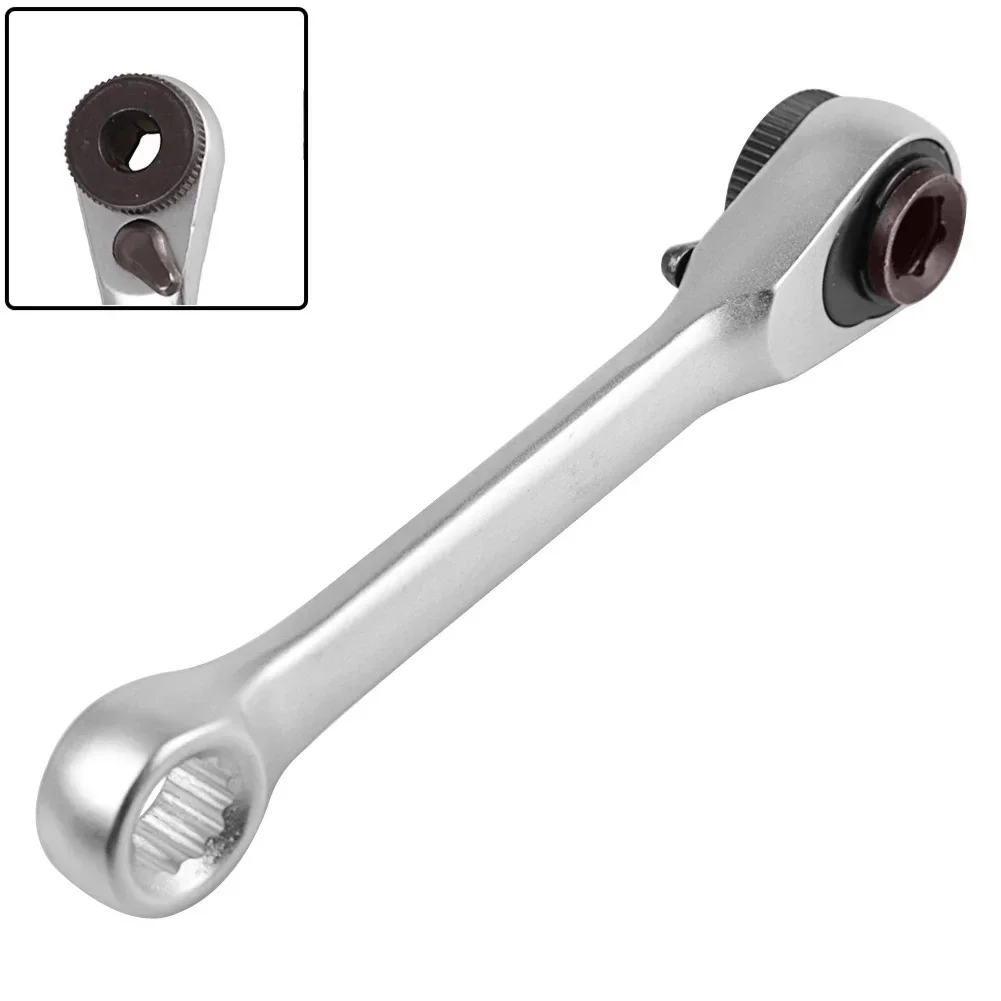 Mini Double Headed Ratchet Wrench 1/4 Inch Drive Socket And Screwdriver Bit Driver Quick Release Ratchet Wrench