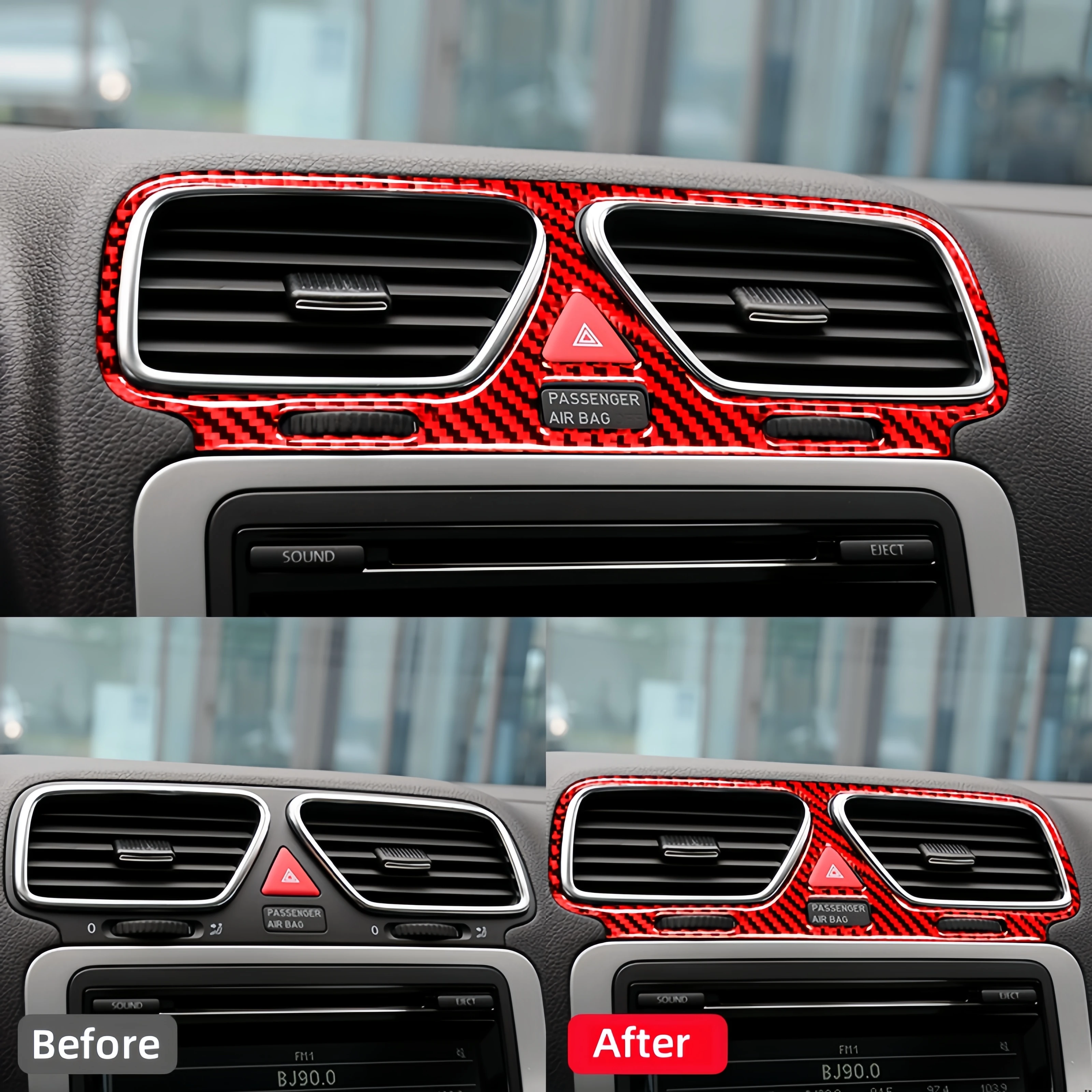 For Volkswagen Scirocco R 2009-2016  Accessories Carbon Fiber Internal Cover Stickers Central Air Vent Decoration Car Styling