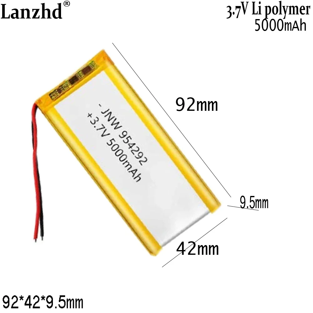 1-12pcs 3.7V Polymer Battery for Mobile Power Bank Energy Storage Appliance 954292 5000mAh 92*42*9.5mm