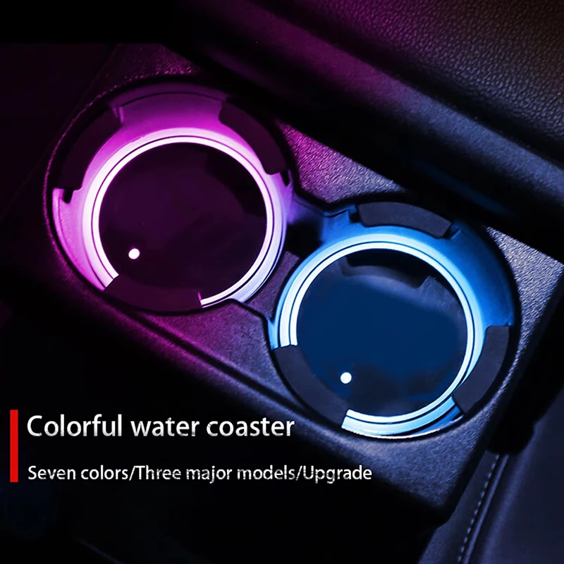 Car Coasters Cup Holder Universal Luminous LED Coaster Water Cup Pad Atmosphere Light Mats 7Colors Car Interior Accessories
