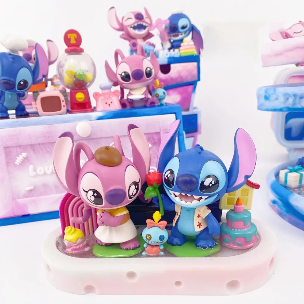 Disney Figure Stitch Playdate Series Mystery Box Cute Stitch Angel Action Figure Blind Box Collectible Model Desk Decor Toy Gift