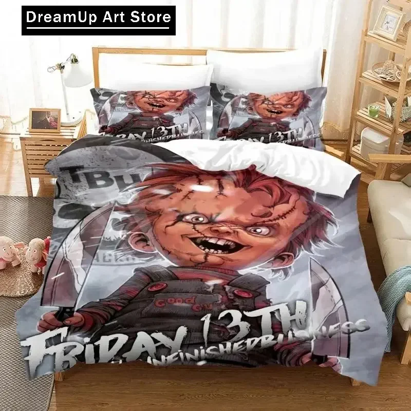 

3D Print Horror Movie Child Of Play Chucky Bedding Set Boys Girls Twin Queen Full Size Duvet Cover Pillowcase Bed Adult Bedroom