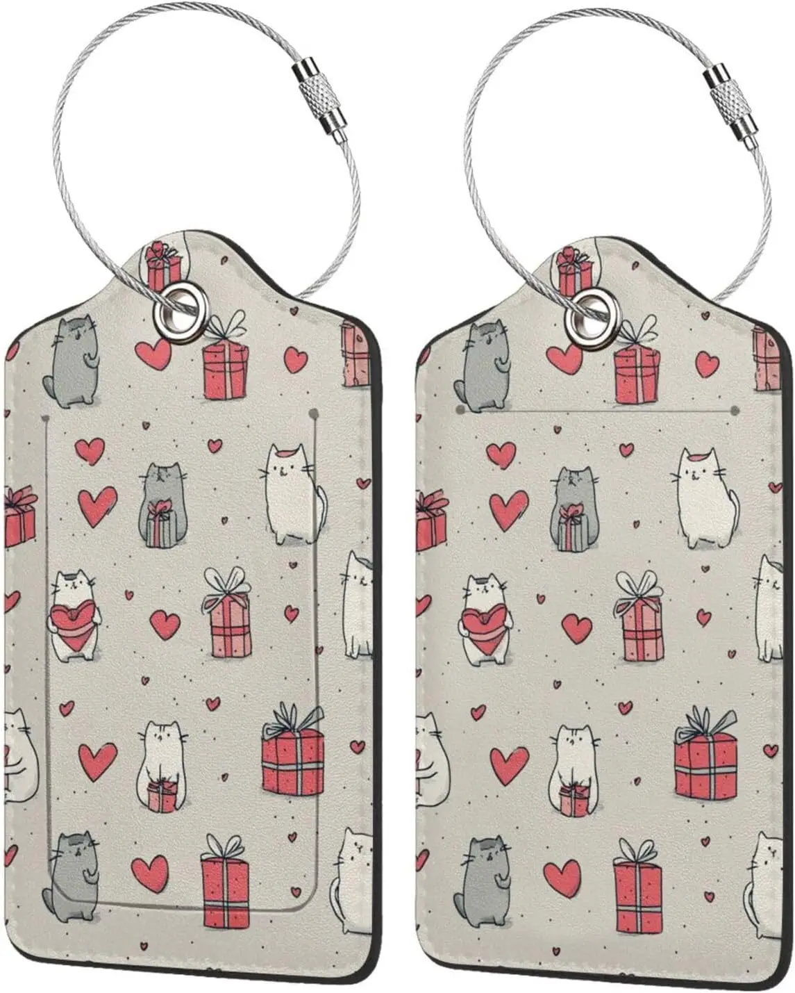 Étiquette de bagage florale en cuir avec nœud pour la saint-valentin, avec boucle en acier inoxydable, pour valises de voyage