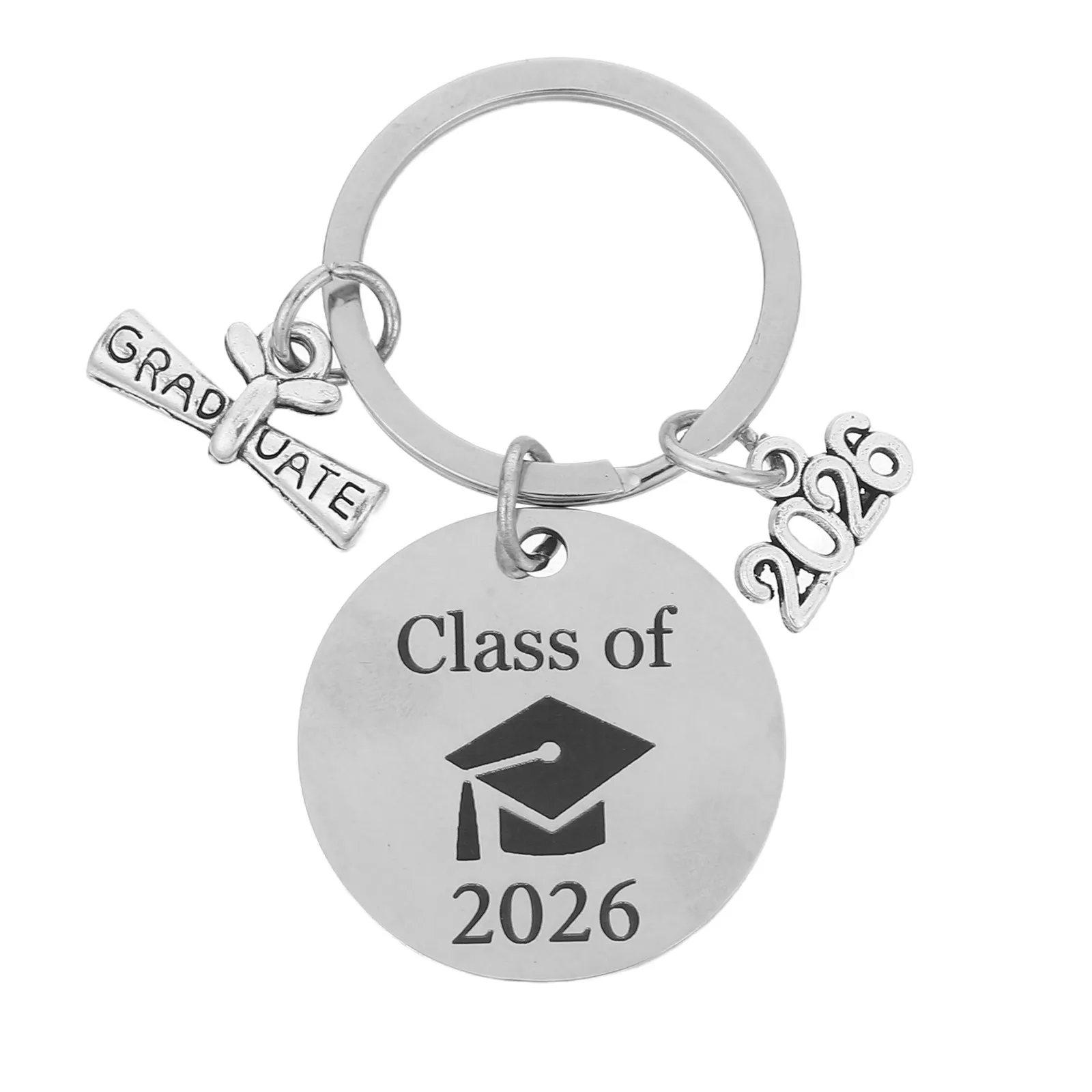 Class of 2026 Graduation Keychain Stainless Steel Long-Lasting Souvenir Graduation Party Favor Academic Achievement Charm