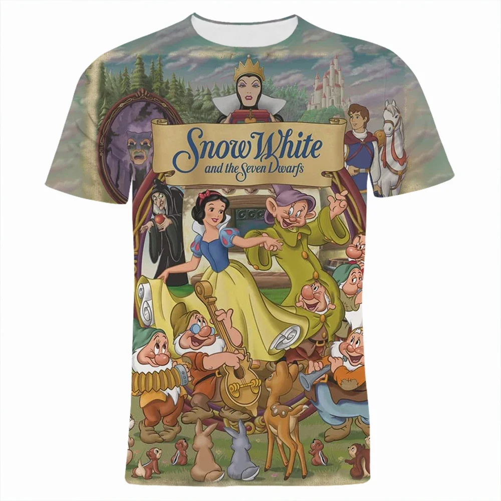 Disney Snow White and the Seven Dwarfs T-Shirts Cartoon Anime 3D Print Men Women Casual Fashion Oversized T Shirt Kids Tees Tops