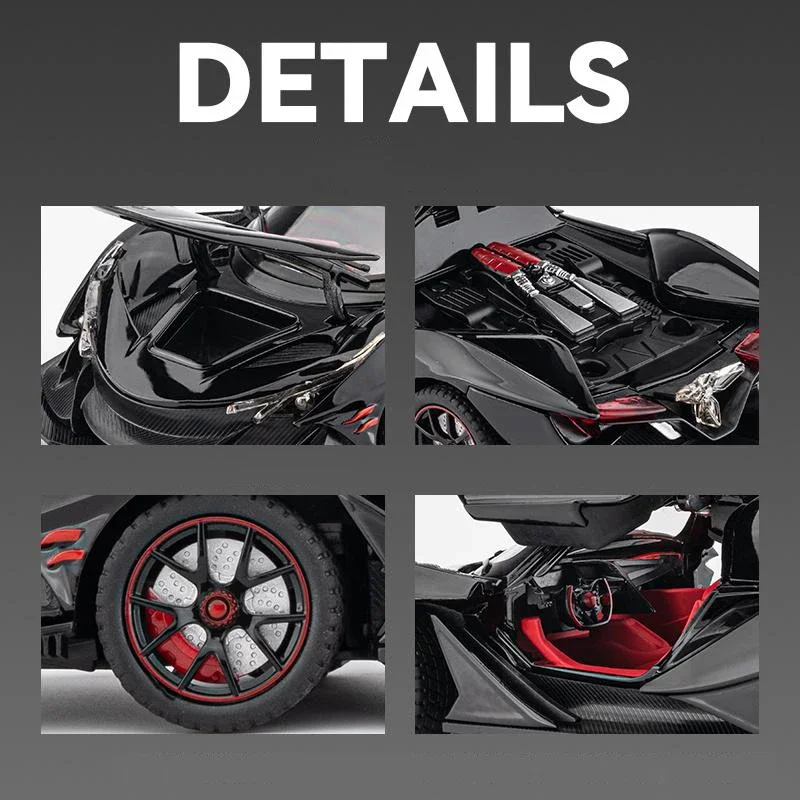 1:24 Apollo IE Intensa Emozione Alloy Car Diecasts & Toy Vehicles Car Model Sound and light Pull back Car Toys For Gifts