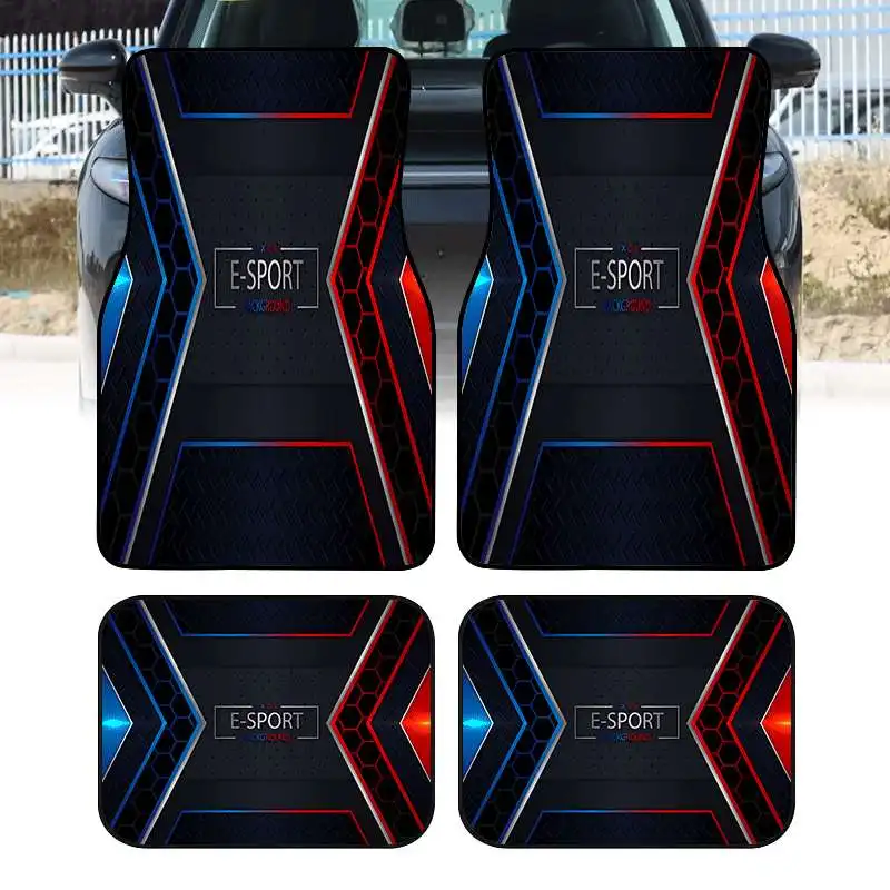 2pcs/4pcs Cool Car Floor Mats | Durable Polyester Fiber, Universal Fit For Sedans, Trucks, SUVs, Ideal For Car Interior Addition