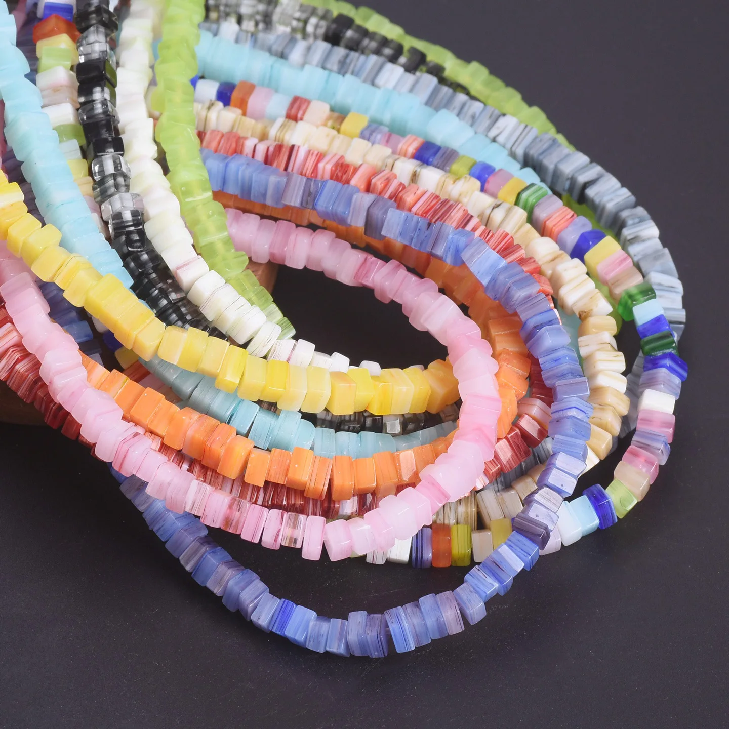 

1 Strand 4mm Square Shape Millefiori Lampwork Glass Small Spacer Beads For Jewelry Making DIY Bracelet Findings