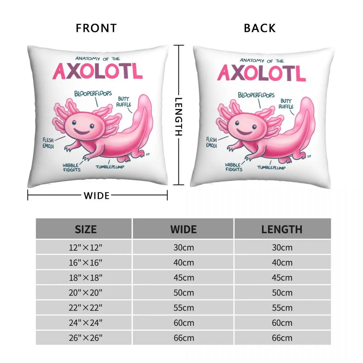 Anatomy Of The Axolotl Square Pillowcase Polyester Linen Velvet Pattern Zip Decor Sofa Seater Cushion Case Wholesale 18