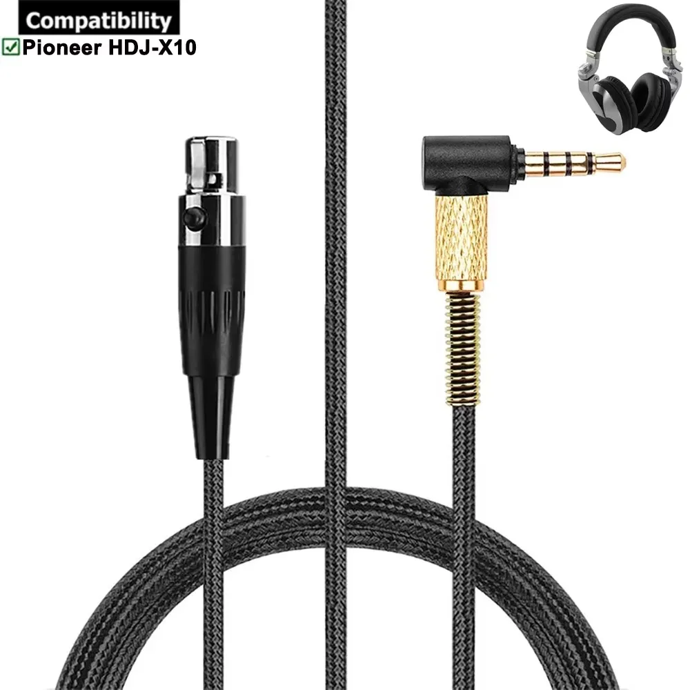 OFC Nylon Braided Replacement Mini XLR 4 Pin Cable Extension Cord For Pioneer HDJ-X10 DJ Headphones