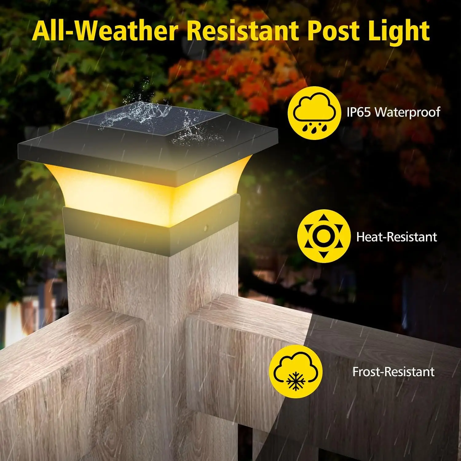 Solar Post Light Outdoor 3000K 6000K LED Fence Deck Cap Lamp for Landscape Garden IP65 Waterproof Gate Cottage Solar Column Lamp