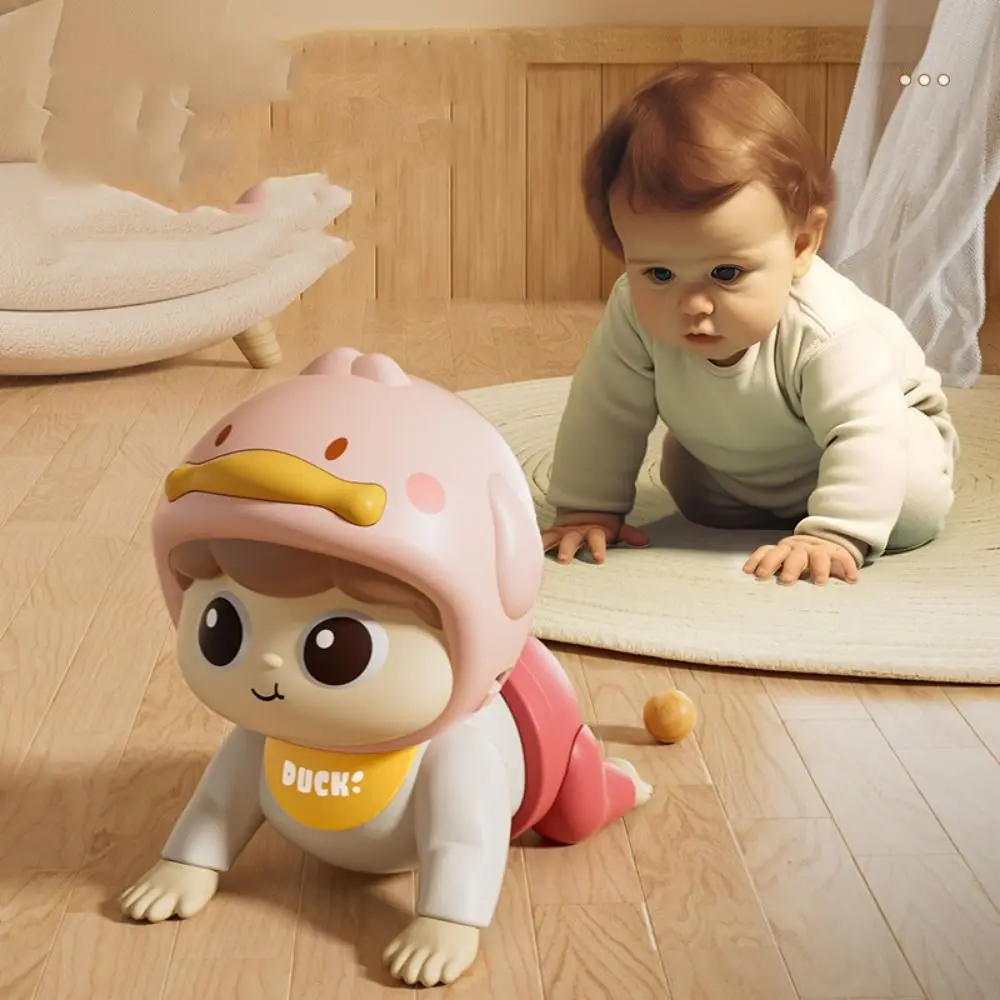 

Learns To Crawl Music Electric Crawling Baby Toys with Sound Big Eyes Learning Crawling Doll Cartoon Funny Electric Walking Duck