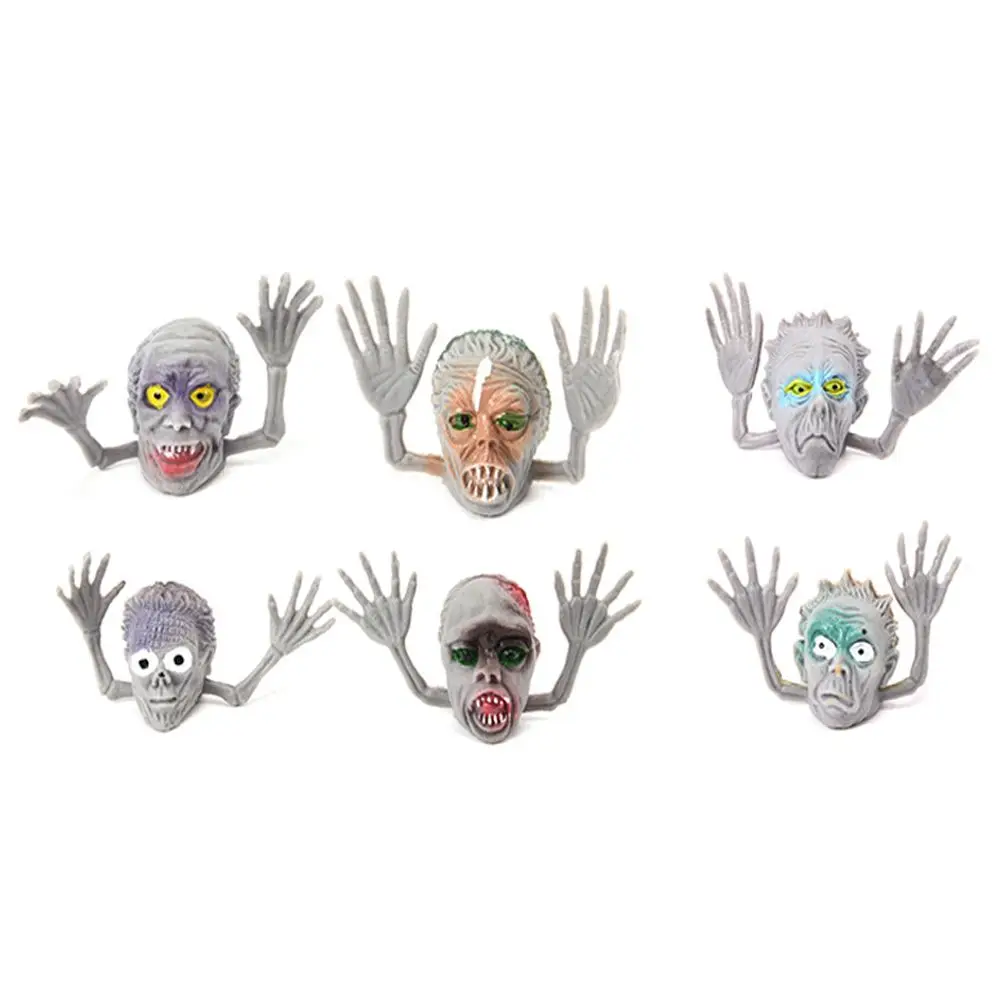6 Pcs Resin Halloween Ghost Head Finger Toys Soft Portable Telling Story Puppets Hand Toys Unisex Mini Ghost Head Zombie Kid