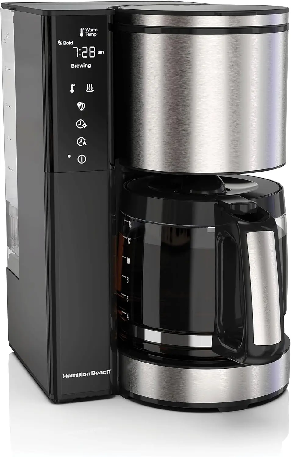 

14-Cup Programmable Coffee Maker with Easy Measure, Light-Up Display, Reusable Filter, 70 Oz Removable Water Reservoir, Black