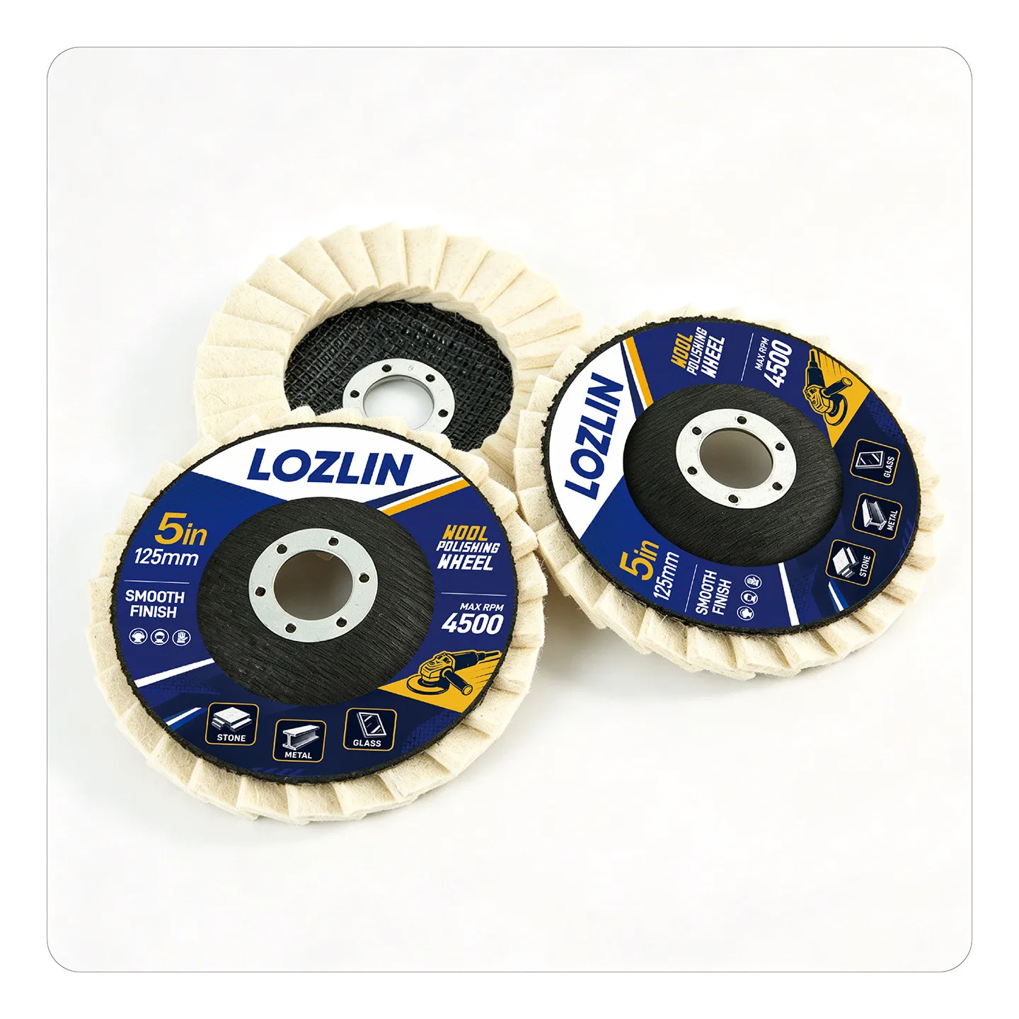 LOZLIN 1/3Pcs 125mm  Wool Polishing Wheel Felt Disc for Angle Grinder Metal Wood Glass Ceramic Marble Louver Polishing Pad Tool