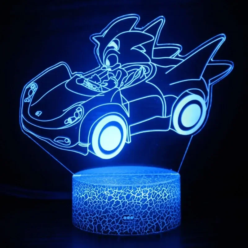 Cartoon Anime Sonics 3D Anime Night Lamp LED Illusion Lamp 16 Colors Decorative Table Lamps Creative Birthday Christmas Gifts