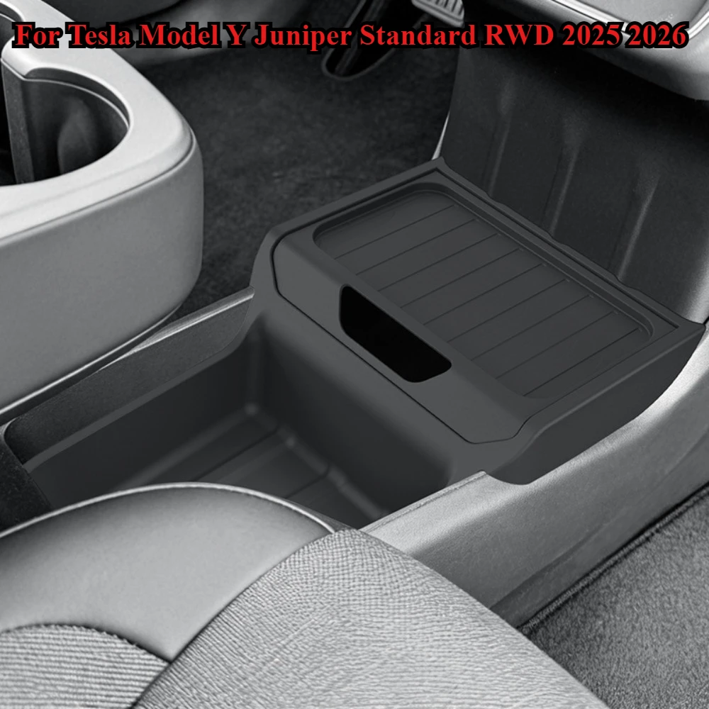 

Center Console Lower Storage Box TPE Central Tray Organizer for Tesla Model Y Juniper Standard RWD 2025 2026 Interior Accessorie