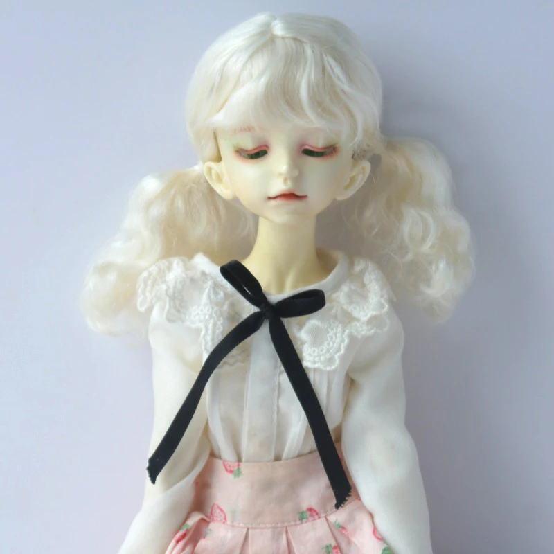 

1/8 1/6 1/4 1/3 Lovely Two Pony BJD Mohair Wigs OB11 YOSD MSD SD Blythe Doll Hair 5-6inch to 10-11inch Culry Cheap Accessories