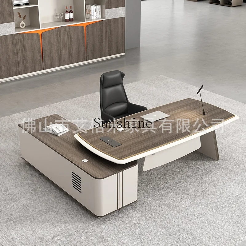 Large desk office, president desk and chair combination multi-functional light luxury, style