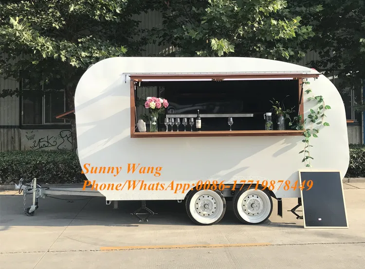 4M Length Electric Fast Food Trailer Hot Dog Sushi Vending Cart Van For Sale