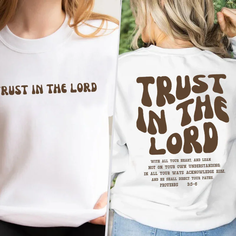 Faith Over Fear Christian Sweatshirt Trust In The Lord Women Jesus Hoodie Bible Verse O Neck Sweatshirts Pullover Clothes Coat